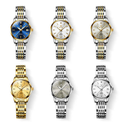OLEVS 6635 Elegant Women's Watches Simple Fashion Automatic Mechanical Wristwatch for Lady Waterproof Luminous Date Gift Box