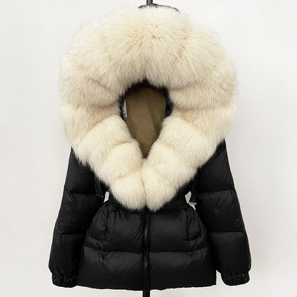 OFTBUY 2025 Winter Clothing Puffer Jacket Women Real Fox Fur Hooded Thick Warm 90% White Duck Down Coat Female Parkas Waterproof