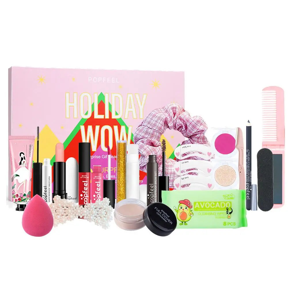 Christmas Advent Calendar  Makeup Tools Countdown Calendar Gift Boxes Lipstick Eye Shadow Cosmetics Set Party Favors for Girls