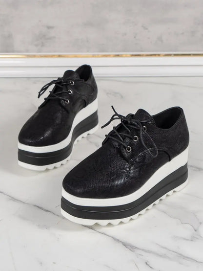 Women's Platform Wedge Heeled Shoes Casual Lace Up Outdoor Shoe Comfortable High Heel Sneakers Low Top Sneaker Thick Sole