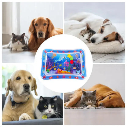Sensory Water Play Mat For Cats Dogs Water Sensory Pad Thickened Water Sensory Playmat With Fish Pets Summer Playing Water Pad
