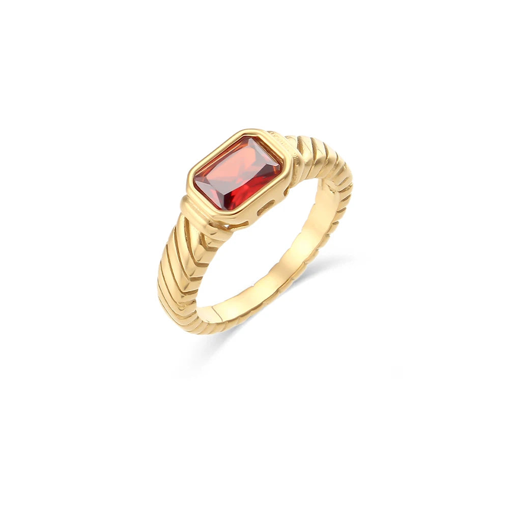 E.B.belle Zircon 18K Plated Stainless Steel Women's Rings Trendy Luxury Shiny Hypoallergenic Rings Sets Jewelry Decoration Gift