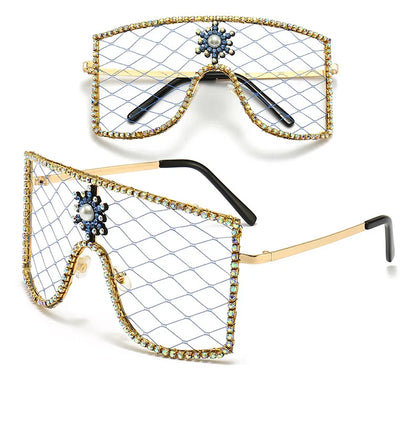 Luxury Diamonds Steampunk Sun Glasses Women Men Oversized Rhinestone Spectacles DIY Trends Personality Eyewear De Sol Oculos