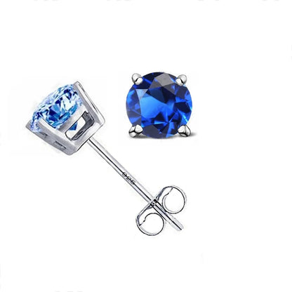 Classic CZ Crystal Stud Earrings 925 Sterling Silver Color for Women Men Unisex Gift AAA Cubic Zircon Wedding Party Jewelry