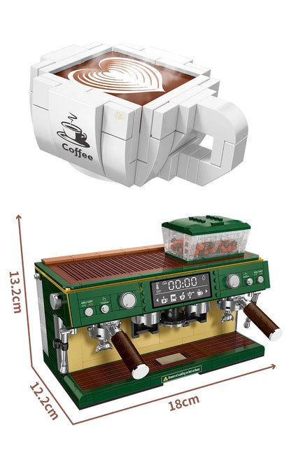 HUIQIBAO 928PCS MOC Coffee Machine Model Micro Building Blocks Mini Diamond City Friend Bricks Set Children Toys Kids Girl Game