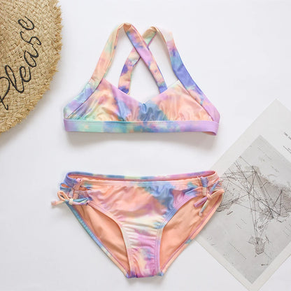 7-14Year Butterfly Print Child Bikini Set 2025 Girls Swimsuit Swimwear For Kids Summer Brazilian Teen Baby Swimming Suit Biquini