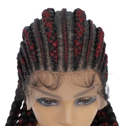 36 Inches Cornrows Braided Wigs Synthetic Full Lace Wig For Black Women Jumbo Braided Wigs Lace Frontal Faux Locs Box Braids Wig