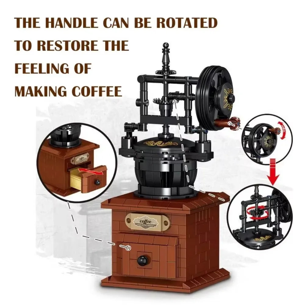 Classic Creative Coffee Machine Mini Diamond Model Building Blocks MOC Construction Bricks Collection Toy Children Xmas Gift