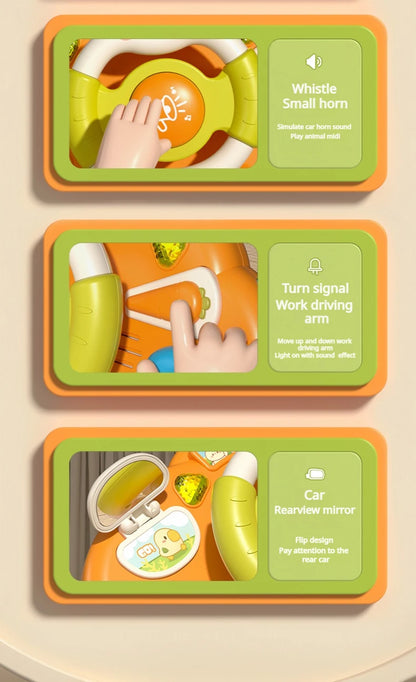 Baby Toy Electric Children's Steering Wheel Simulated Driving Car Steering Wheel LED Vocal Educate Toys Halloween Christmas Gift