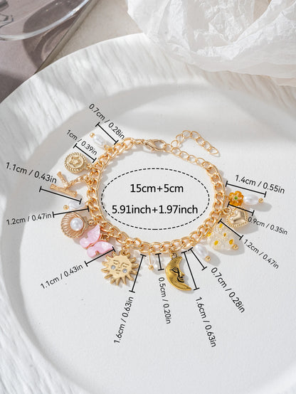 Charm Exquisite Shell Sun Moon Flower Pendant Women's Bracelet Banquet Jewelry