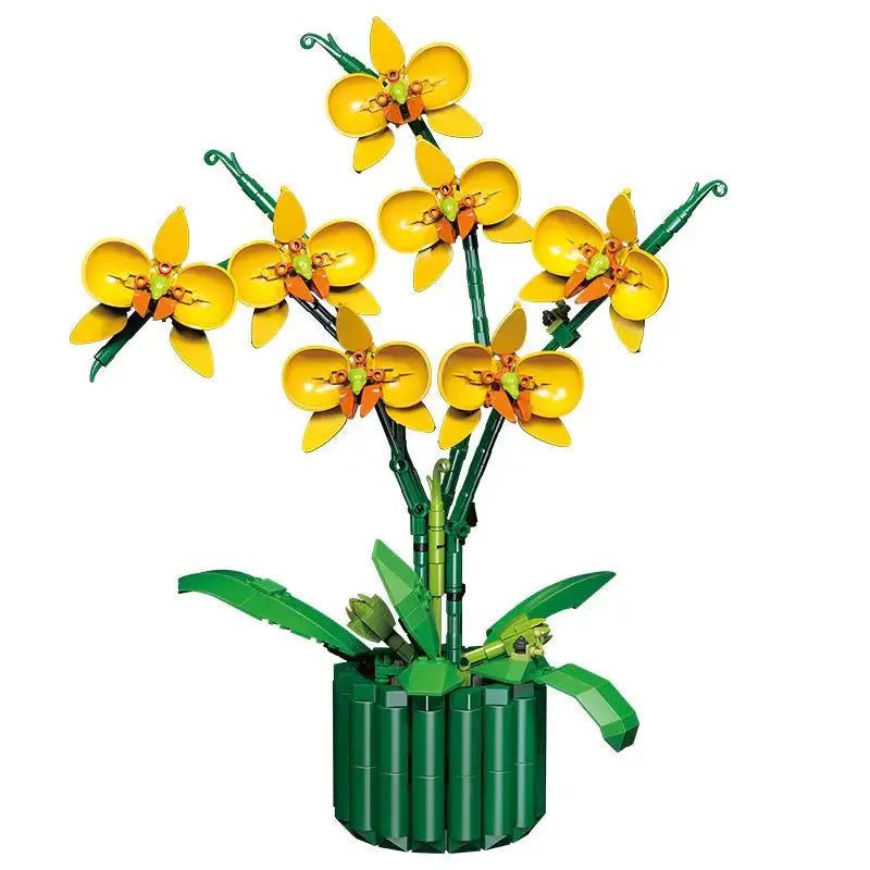Building Blocks Set Orchid Flowers Bouquet Flower Blocks Bonsai Plant Model Bricks DIY Home Decoration Toys Kids Chirstmas Gifts