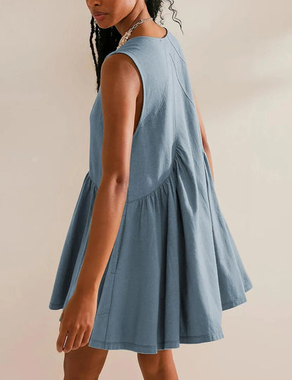 Womens Summer Sleeveless Mini Dress Casual Loose V Neck Sundress with Pockets 2025