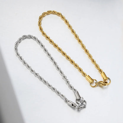 Stainless Steel Rope Chain Bracelets on Hand 3/4MM Gold Color Chic Women's Bracelet Minimalist Fashion Hip Hop Jewelry Gift C048