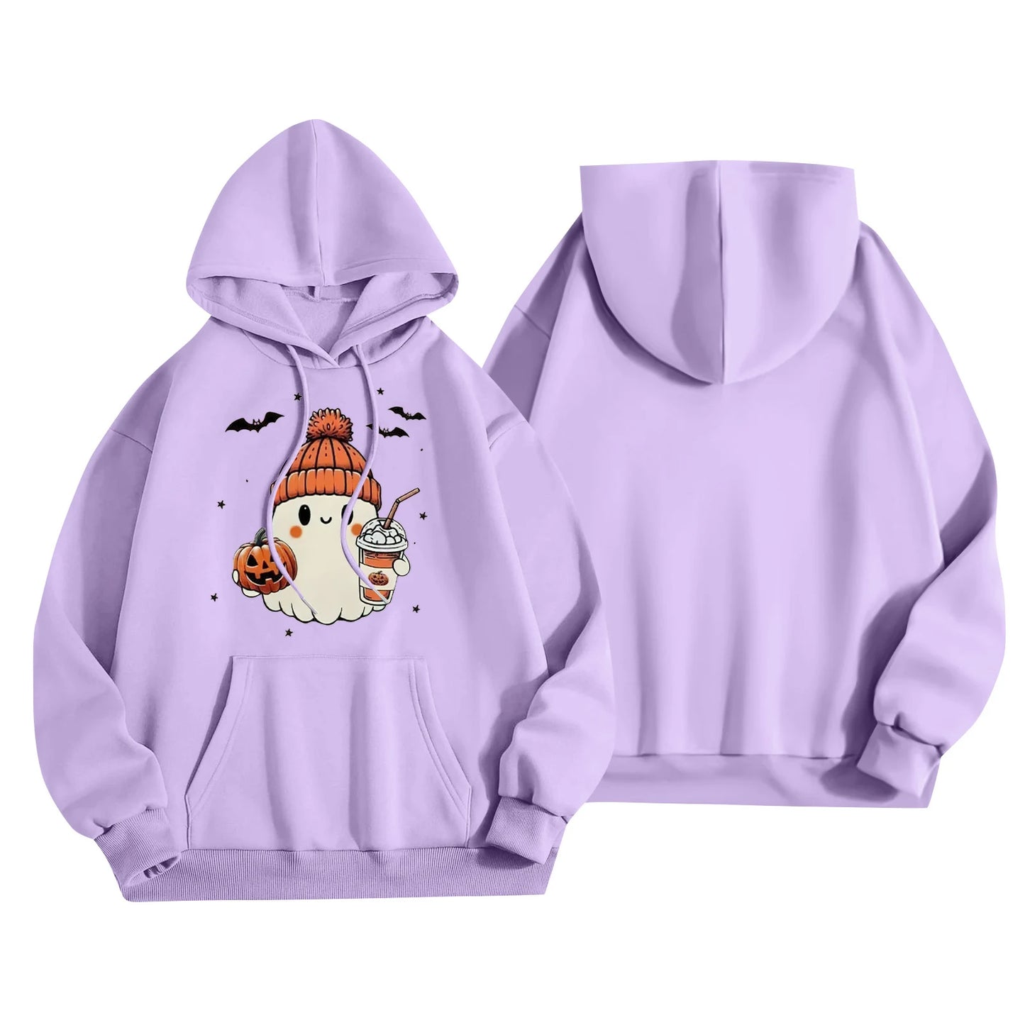 Women Halloween Printed Hoodie Casual Long Sleeve Sweatshirt Fashion Oversize Pullover Cozy Winter Streetwear Chic Loungewear