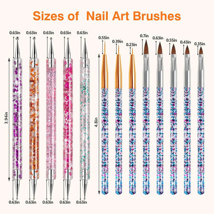 31-Piece UV Gel Nail Brush Set, UV Gel Nail Brushes, Including Dotting Brushes, Carving, Painting, and Gradient Brushes