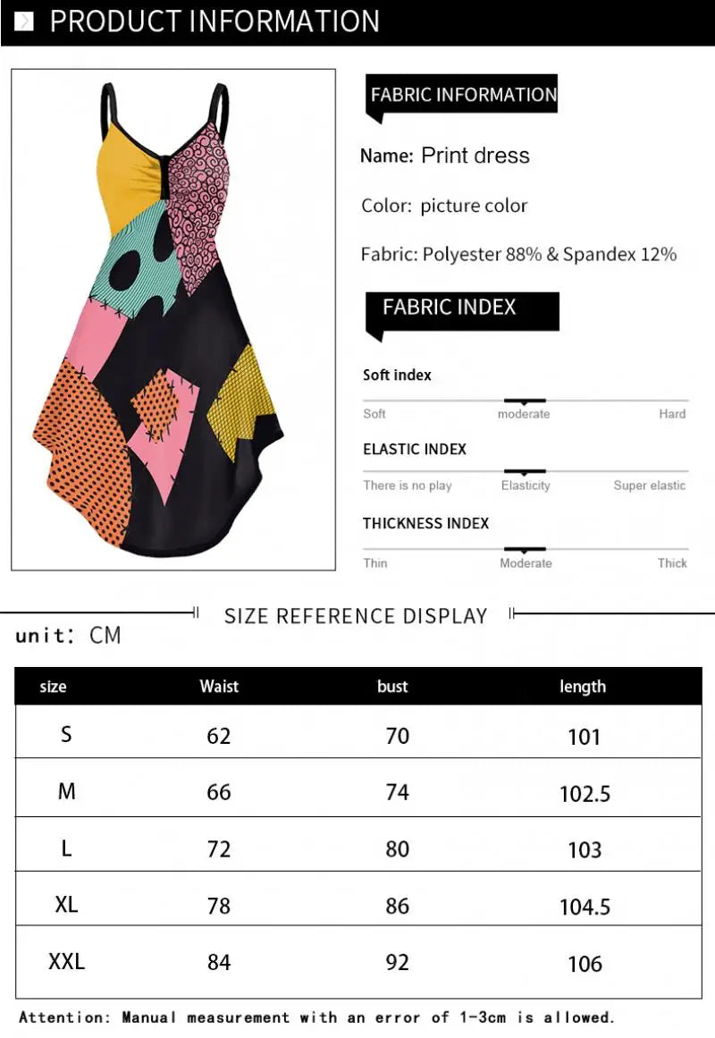 Zawaland Christmas Horror Sally Cosplay Costume Zombie Dress for Women Halloween Dress Up Funny Party Dresses Leggings Suit