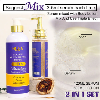 AILKE Double Glutathione Plus Moisturizing Hydrating Body & Skin Whiten Lotion, Bleaching Lotion for Women & Men With Pump