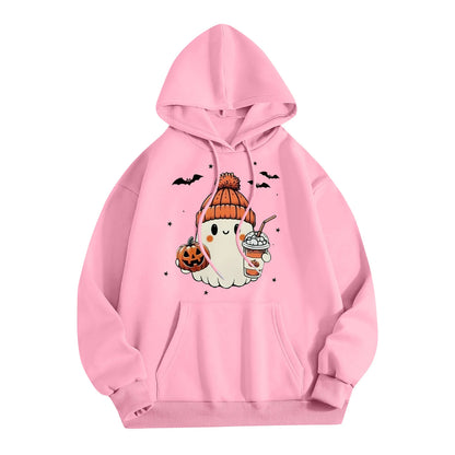 Women Halloween Printed Hoodie Casual Long Sleeve Sweatshirt Fashion Oversize Pullover Cozy Winter Streetwear Chic Loungewear