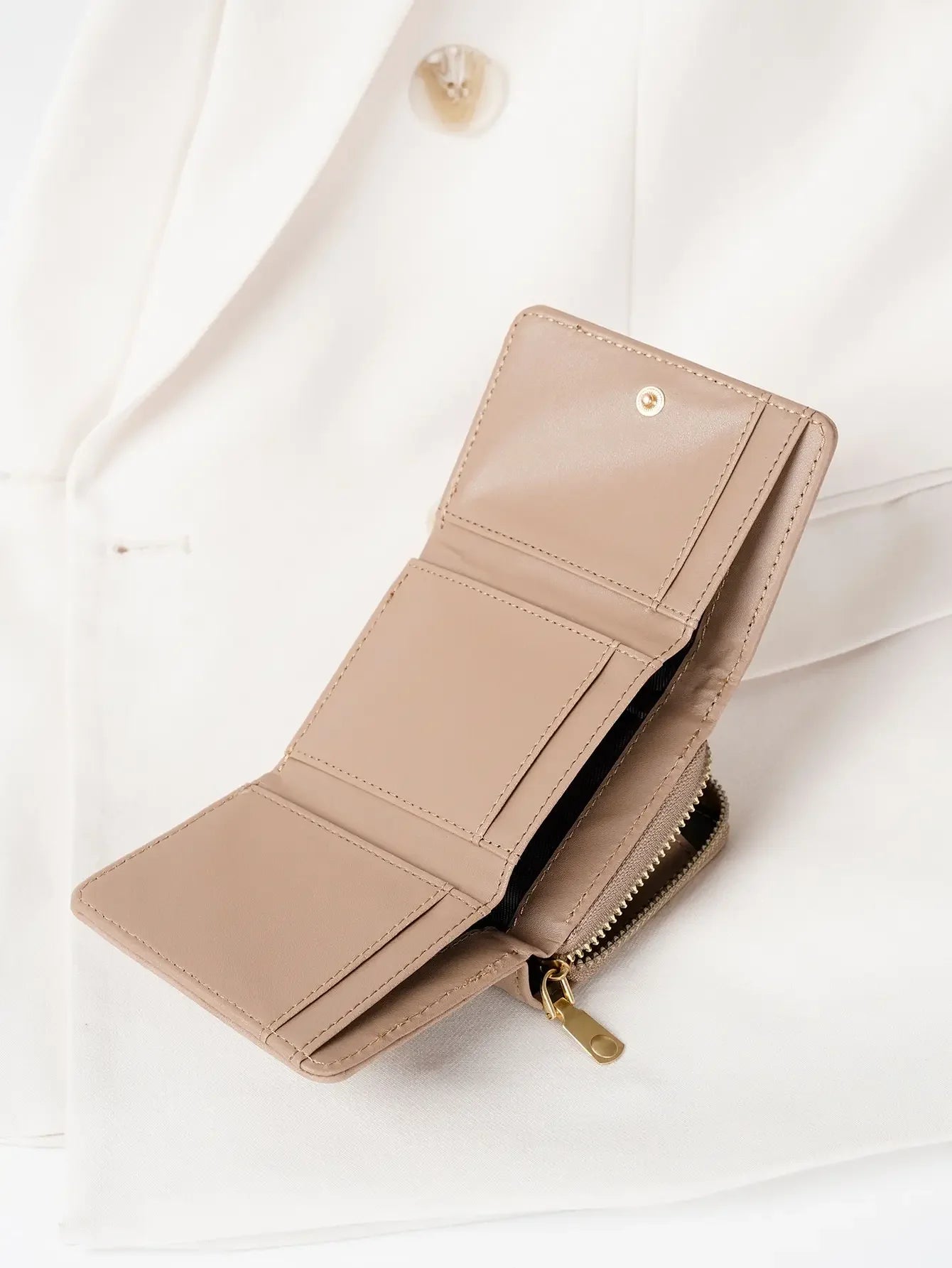 1pc Ladies' Short Wallet Suitable For Work & Business ID Card Credit Card For Christmas Gift For Young Girls Women White-Collar