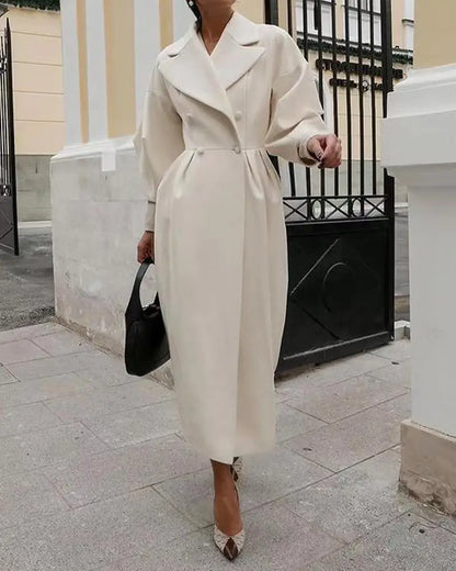 Winter Coat for Women Elegant Lantern Sleeve Lapel Collar Trench Coats Vintage Chic Long Jackets Overcoat 2023 Luxury Outwear