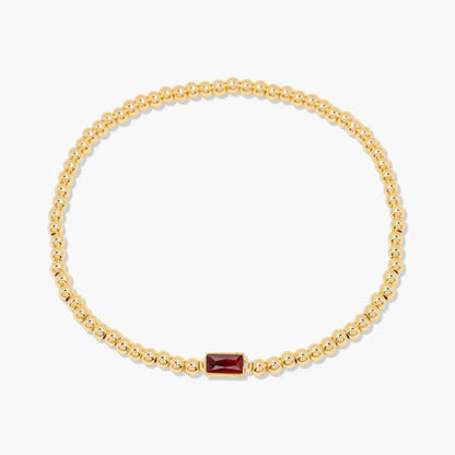 Minimalist style twelve month birthstone women's bracelet, stainless steel, electroplated 18K gold color protection