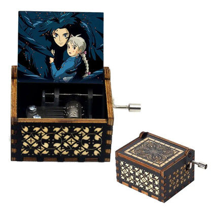 Merry Christmas Music Box Wooden Antique Carved Hand Cranked Classic Theme Music for Birthday Party Gifts Family Decoration