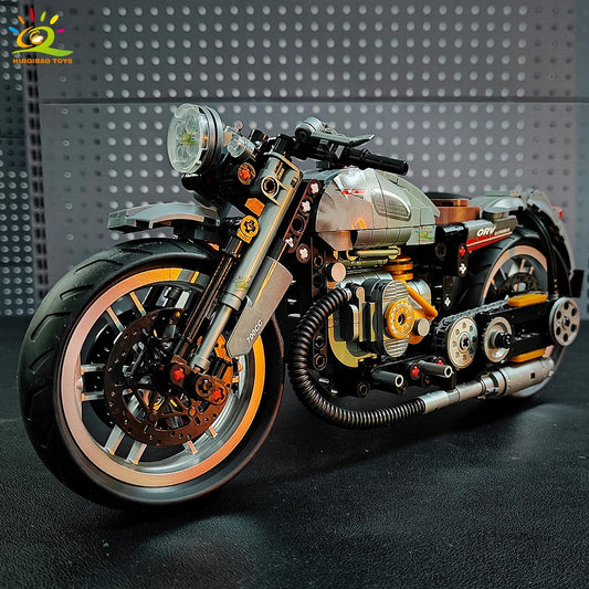HUIQIBAO 808PCS MOC Technial Motorbike Building Model Blocks City Moto Racer Bricks Toy for Kids Boy Children Adult Car Set