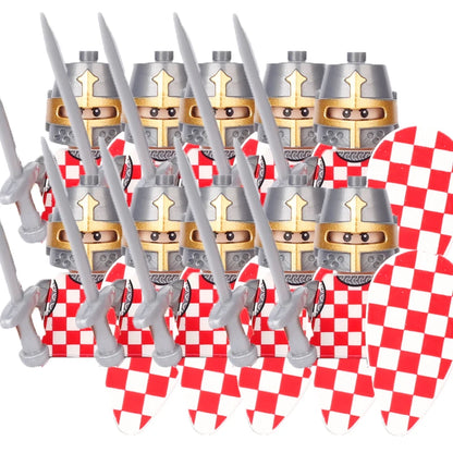 Military Building Blocks Medieval Solider Figures Gifts Toys Weapons Shield Holy Roman Saint Lazarus Jerusalem Knight Legion MOC