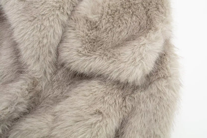 HH Winter Women Elegant Warm Plush Coat Turn-Down Collar Thick Cardigan Coat Female Pocket Long Sleeve Short Outerwear Mujer
