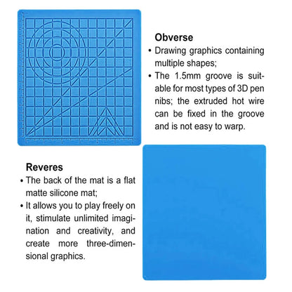 3D Printing Pen Silicone Pad with Basic Template with 2 Silicone Finger Caps 3D Pen Drawing Template Christmas Gift for Kids