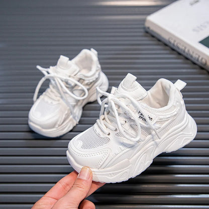 2024 Spring New Fashionable Comfortable Cute Casual Girls White Shoes Running Mesh Wear-Resistant Breathable Sports Child Shoes