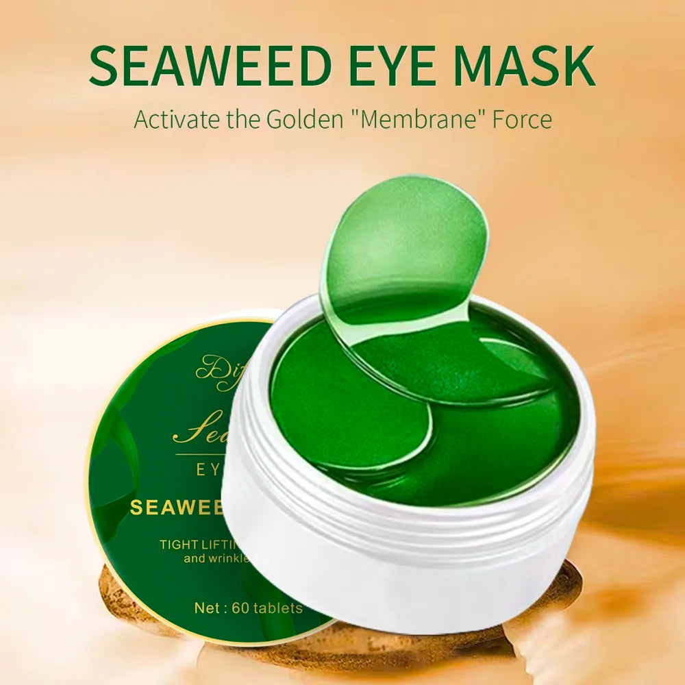 Seaweed EYE Mask 60PCS – Hyaluronic Acid Collagen Patches for Dark Circles,Puffiness, Natural,Non-Irritating,Certified Skincare