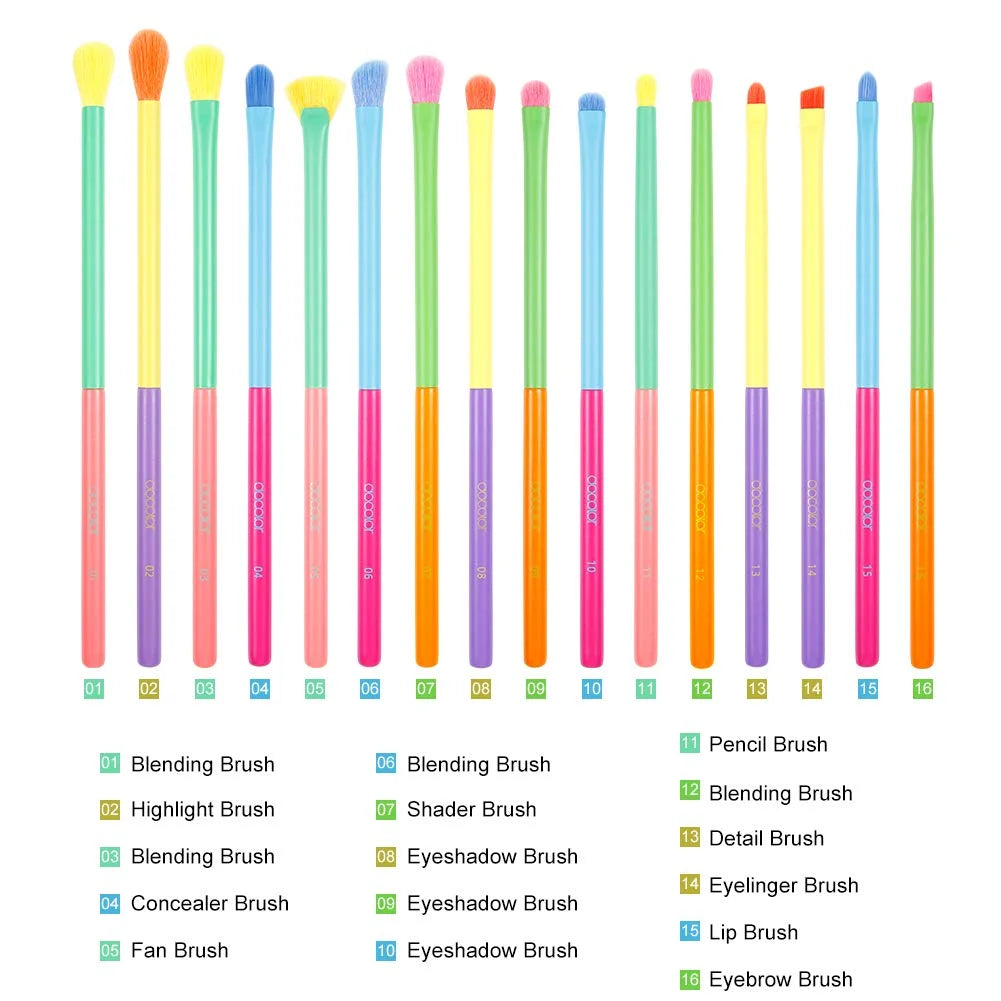 Docolor Colorful Makeup brushes set Cosmetic Foundation Powder Blush Eyeshadow Face Kabuki Blending Make up Brushes Beauty Tool