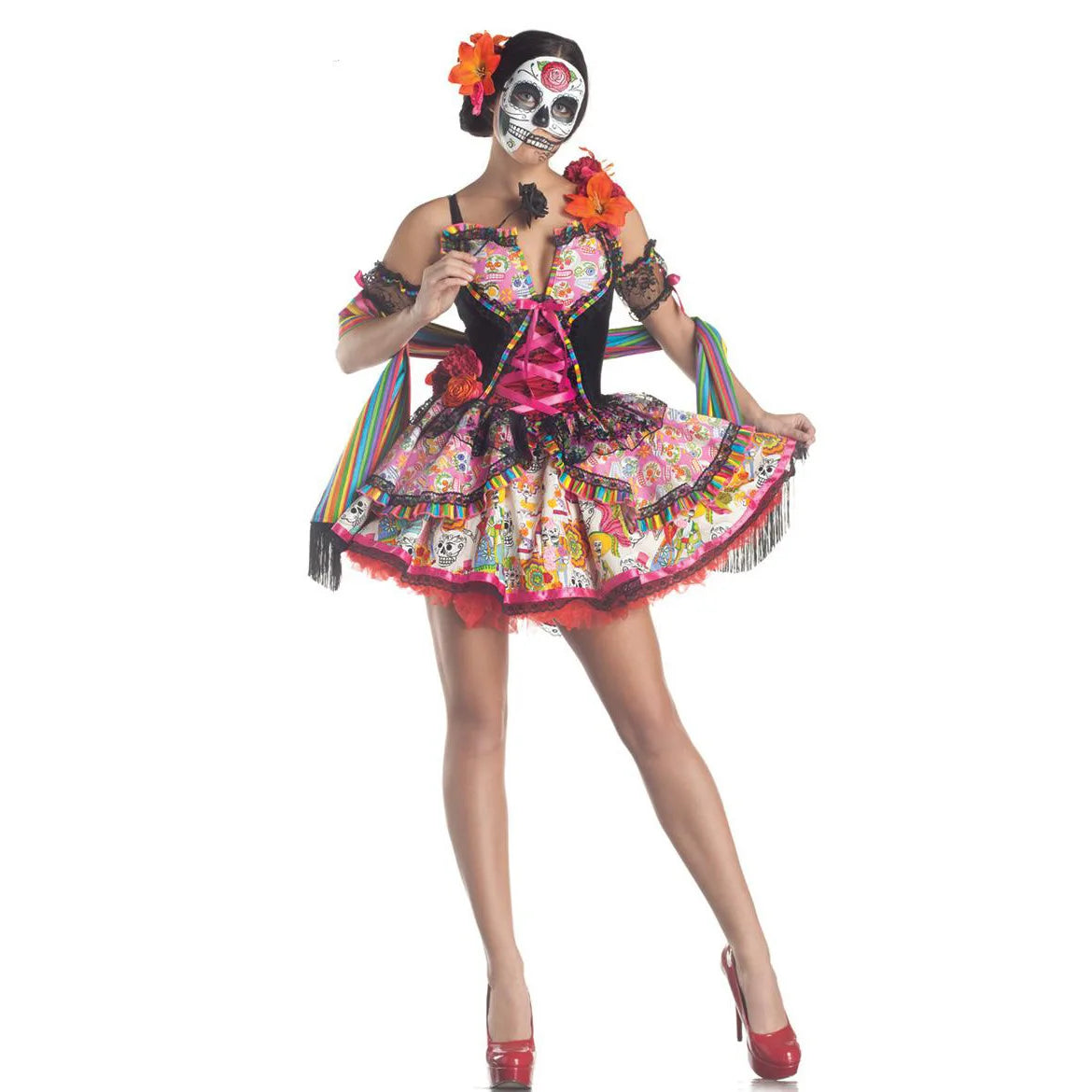 Halloween Costumes for Women Skull Flower Fairy Ghosts Bride Dress Mexico Day Of The Dead Skull Zombie Vampire Cosplay