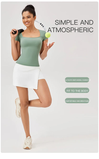 Yoga Tops Women Gym Training Sport Tops Quick-Dry Yoga Shirts Short-sleeved Outdoor Running Fitness Casual Sports T-shirt