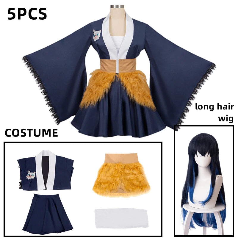 Anime Hashibira Inosuke Cosplay Halloween Costumes for Women Costumes Dress Play Clothing Uniform Vestido Suit Role