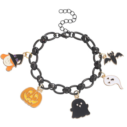 EtherealBe Halloween charm bracelet for women featuring spooky charms and a black chain