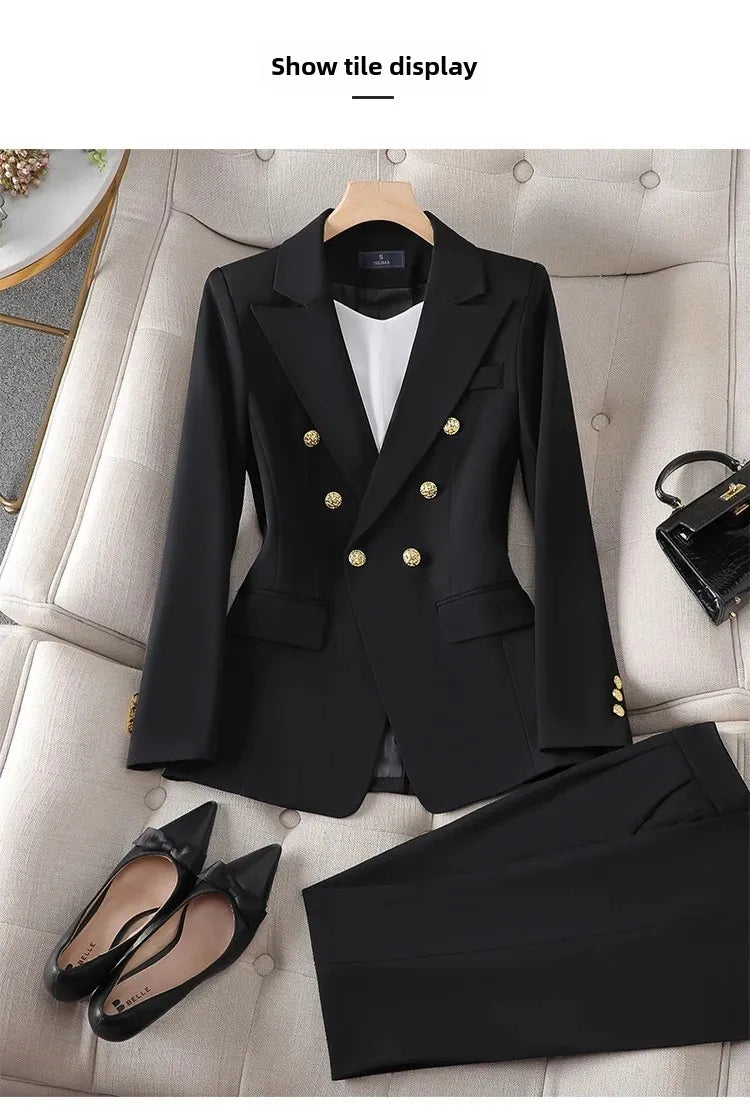Elegant Women's Fashionable White Western-Style Suit Zihongsuitsuit High-End Business Attire Long-Pants Set For Special Occasion