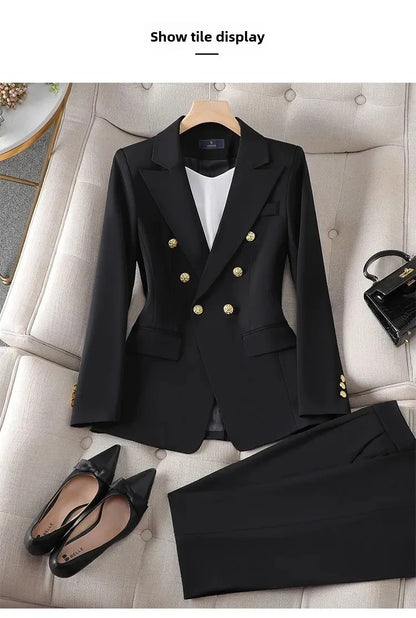 Elegant Women's Fashionable White Western-Style Suit Zihongsuitsuit High-End Business Attire Long-Pants Set For Special Occasion