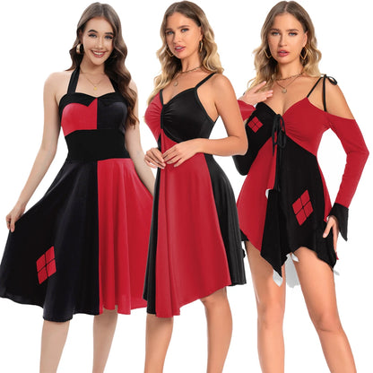 Zawaland Cosplay Costume Clown Women Printing Halloween Dress Up Matching Set Jumpsuits Carnival Party Dress Leggings Bodysuit