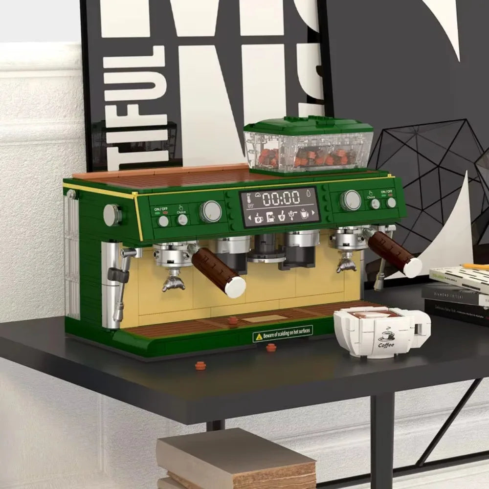 Classic Creative Coffee Machine Mini Diamond Model Building Blocks MOC Construction Bricks Collection Toy Children Xmas Gift