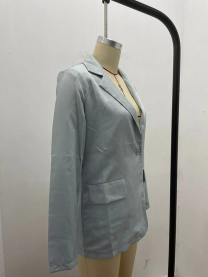 Autumn New Temperament Coat Women's Long Sleeve Solid Color Suit Collar Single Breasted Suit