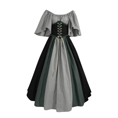 New Medieval Costume for Women Halloween Corset Gothic Renaissance Dress Plus Size Flare Sleeve Ball Gown Cosplay Clothes