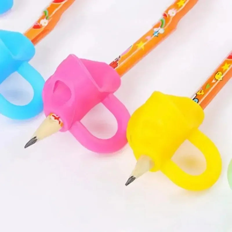 3 Finger Silicone Pencil Pen Holder Children Writing Learning Tool Stationery Aid Grip Posture Correction Device 1 Piece/ Set
