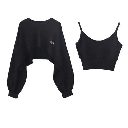 Two Piece Top Spring and Autumn Short Sweater Women's Spicy Girl Style Design Sense Bat Sleeve 2023 New Popular Coat