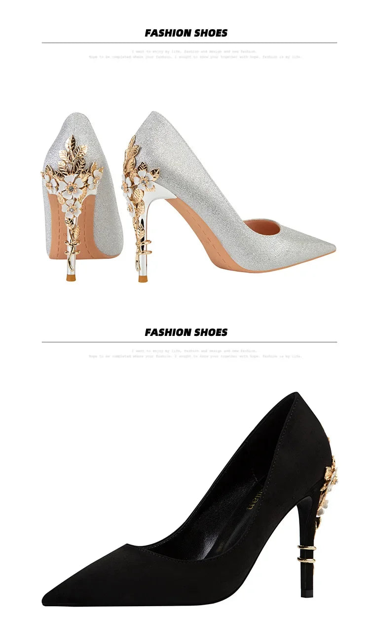 EtherealBe Elegant Blue Flower Embellished Women's Heels