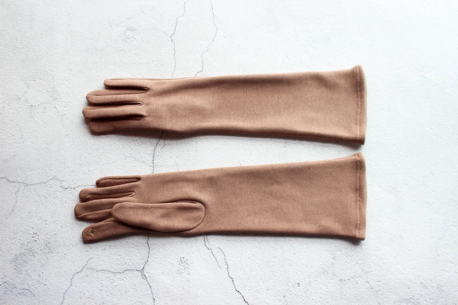 Cotton Long Gloves for Women's Stretch Autumn and Winter Warmth 38cm Windproof and Sun Resistant Knitted Sleeves