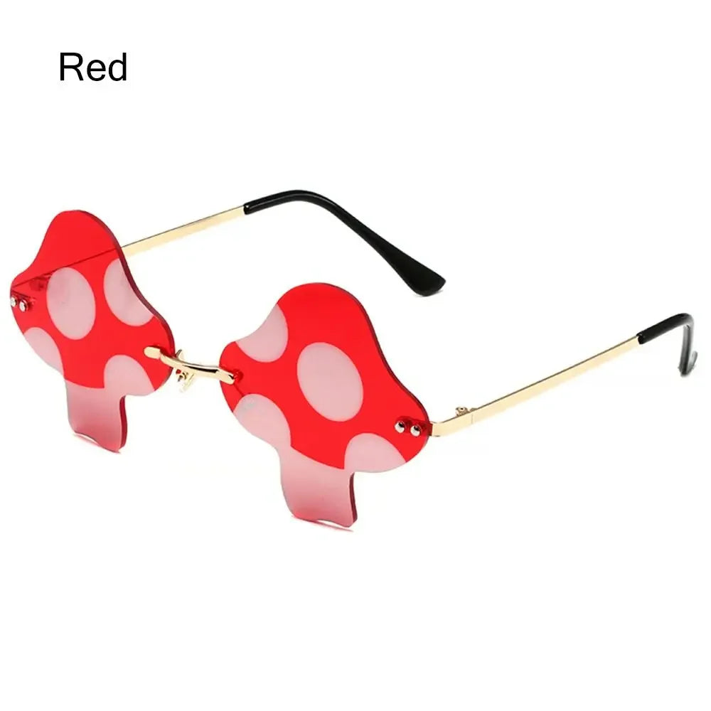 Mushroom Shape Sunglasses Irregular Rimless Sun Glasses Trendy Fun Sunglasses for Women Men Halloween Party Cosplay Eyewear
