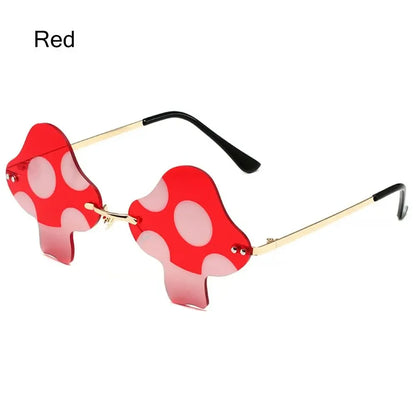 Mushroom Shape Sunglasses Irregular Rimless Sun Glasses Trendy Fun Sunglasses for Women Men Halloween Party Cosplay Eyewear