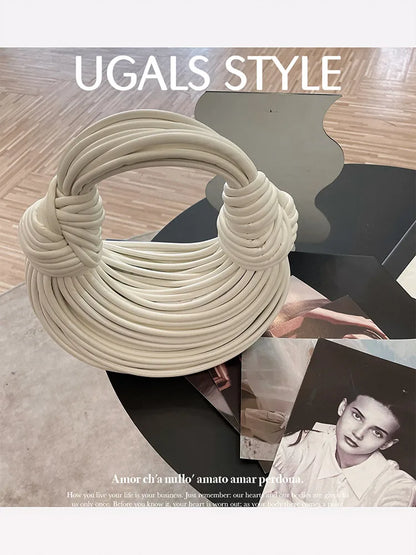 Handbags for Women 2023 New in Gold Luxury Designer Brand Handwoven Noodle Bags Rope Knotted Pulled Hobo Silver Evening Clutch